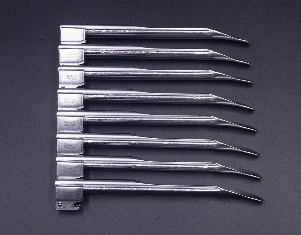 LOT x8) HEINE Classic+ Miller 3 FO Laryngoscope Blades1