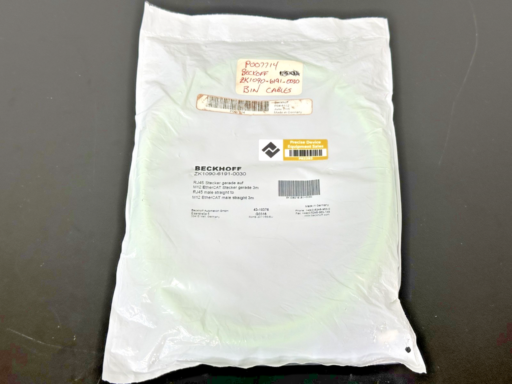 Beckhoff ZK1090 6191 0030 RJ45 to M12 EtherCAT Cable 3M New0