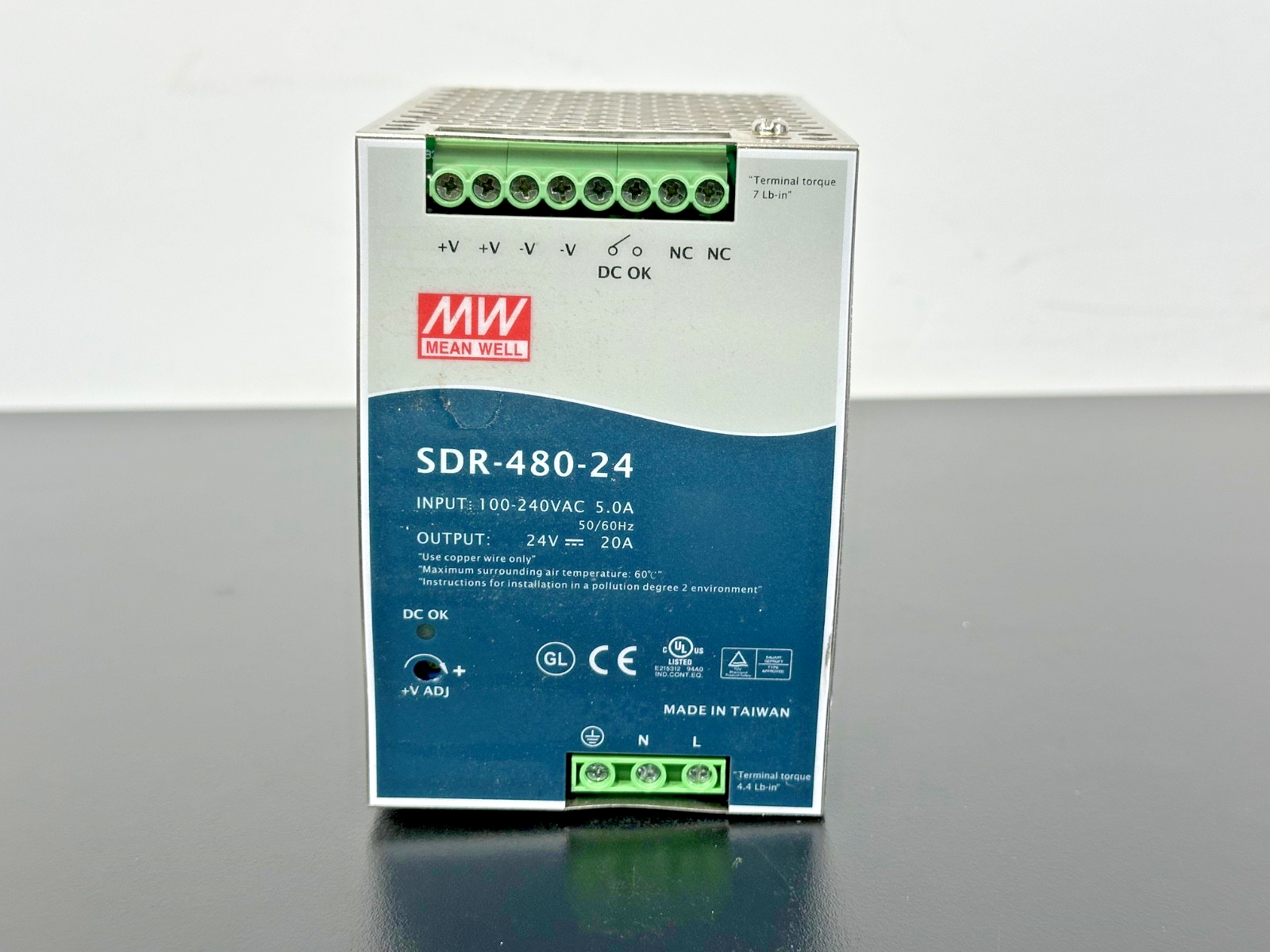 Mean Well SDR 480 24 480W 24V 20A AC DC DIN Rail Power Supply Used Untested1