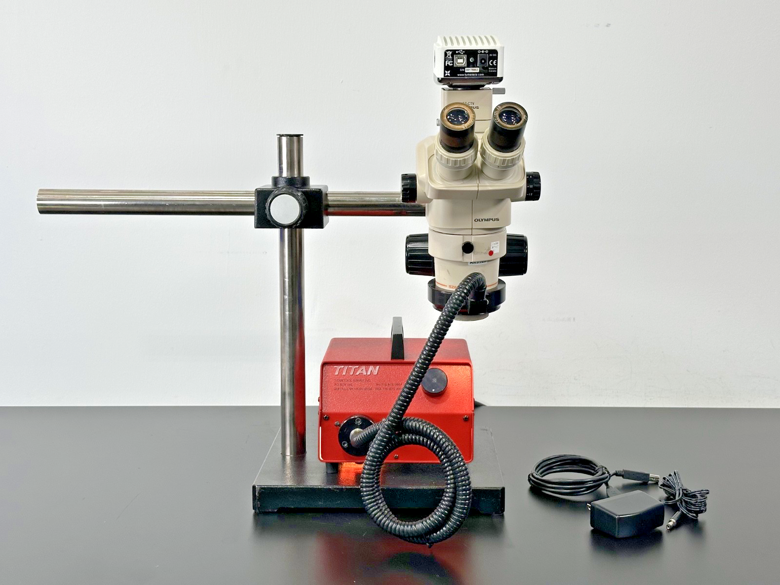 Olympus SZ60 Trinocular Microscope Infinity2 Camera Boom Stand Titan Light0