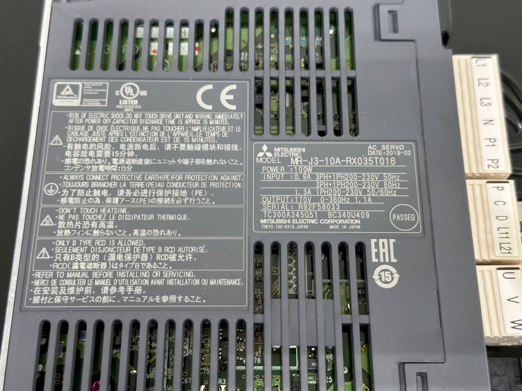 Mitsubishi Electric MR J3 10A RX035T016 Servo Drive Amplifier 100W MR J31