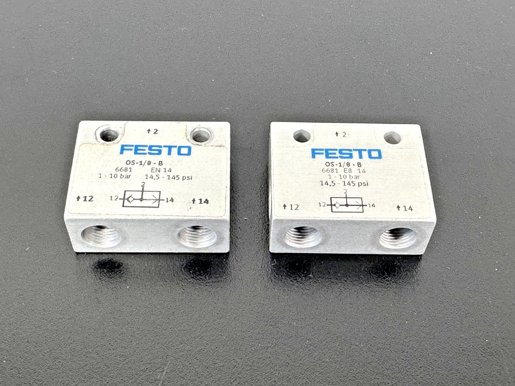 Lot of 2 Festo OS 1/8 B 6681 Pneumatic Shuttle Valve 1 10 Bar0