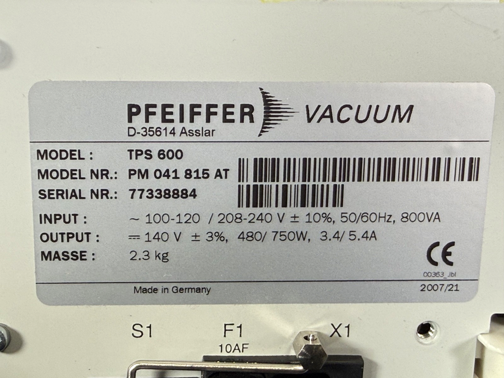 Pfeiffer Vacuum TPS 600 Turbo Pump Power Supply Controller PM041815AT3