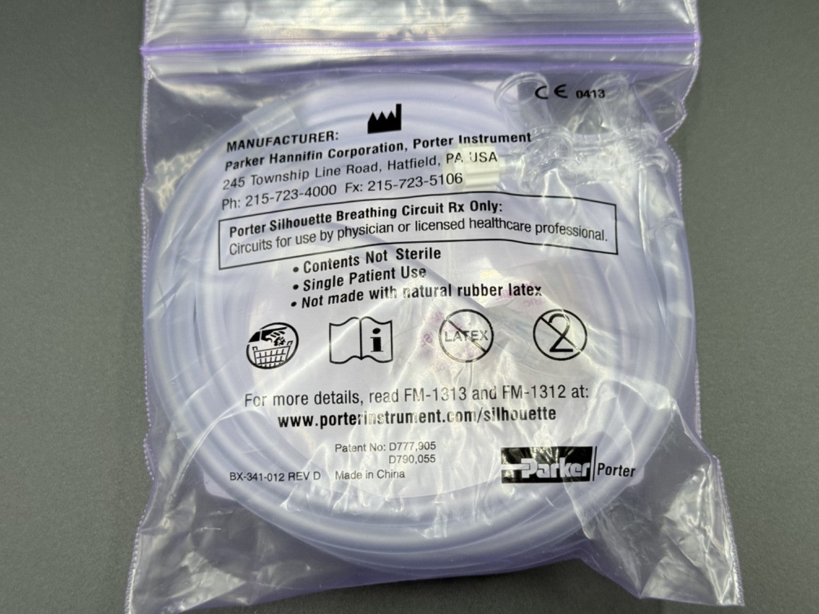 Parker Porter Silhouette Breathing Circuit Tubing Set C 1734 PD New1