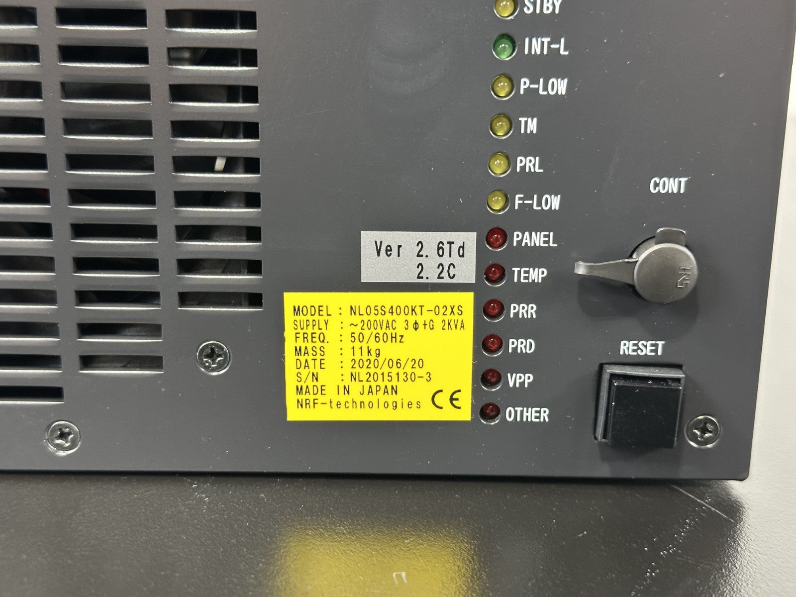 NRF Technologies NL055400KT 02XS RF Generator Power Supply 2kVA1