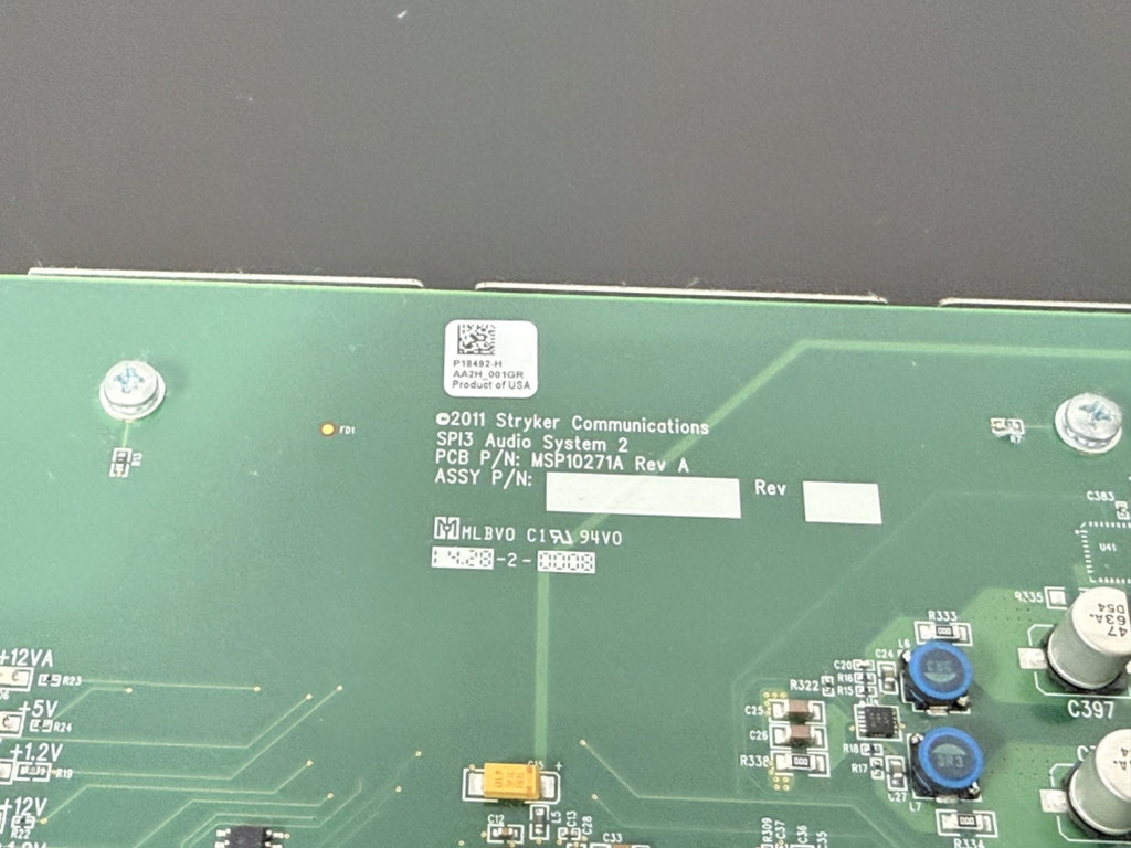 Stryker Communications SPIS Audio System 2 Audio Module MSP10271A Rev A3