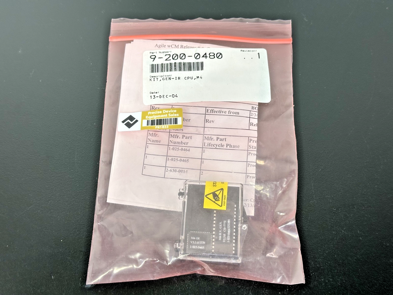 Agilent 9 200 0480 Gen IR CPU M4 Kit 1 025 0465 M4 IR V3.30