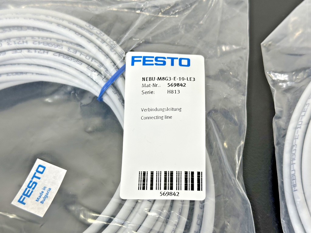 Lot of 2 Festo NEBU M8G3 E 10 LE3 569842 10M Connecting Cables New3