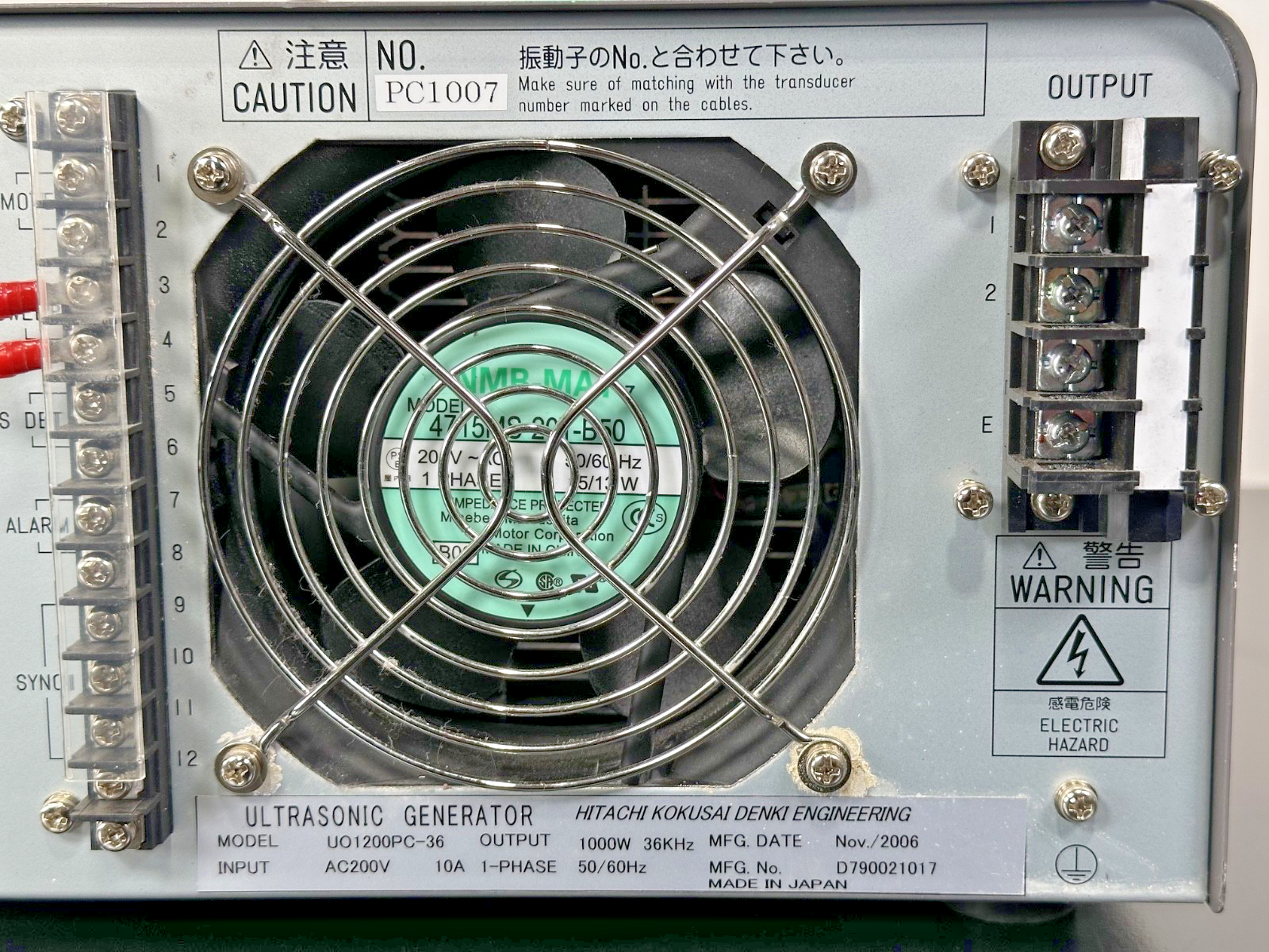 Hitachi Kokusai Denki UO1200PC 36 Ultrasonic Generator 1000W 36kHz4