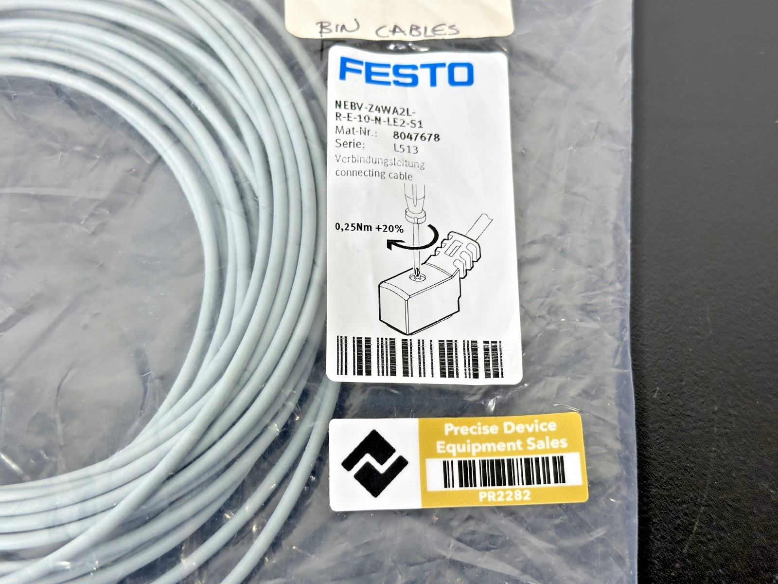 Festo NEBV Z4WA2L R E 10 N LE2 S1 Connecting Cable 10M 8047678 New2