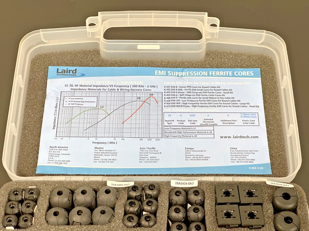 Laird K-404 EMI A Split Snap-On Ferrite Core Sample Kit New Open Box2