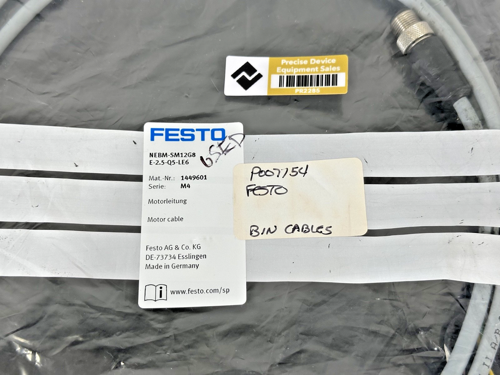 Festo NEBM SM12G8 E 2.5 Q5 LE6 Motor Cable 2.5M M12 1449601 New2