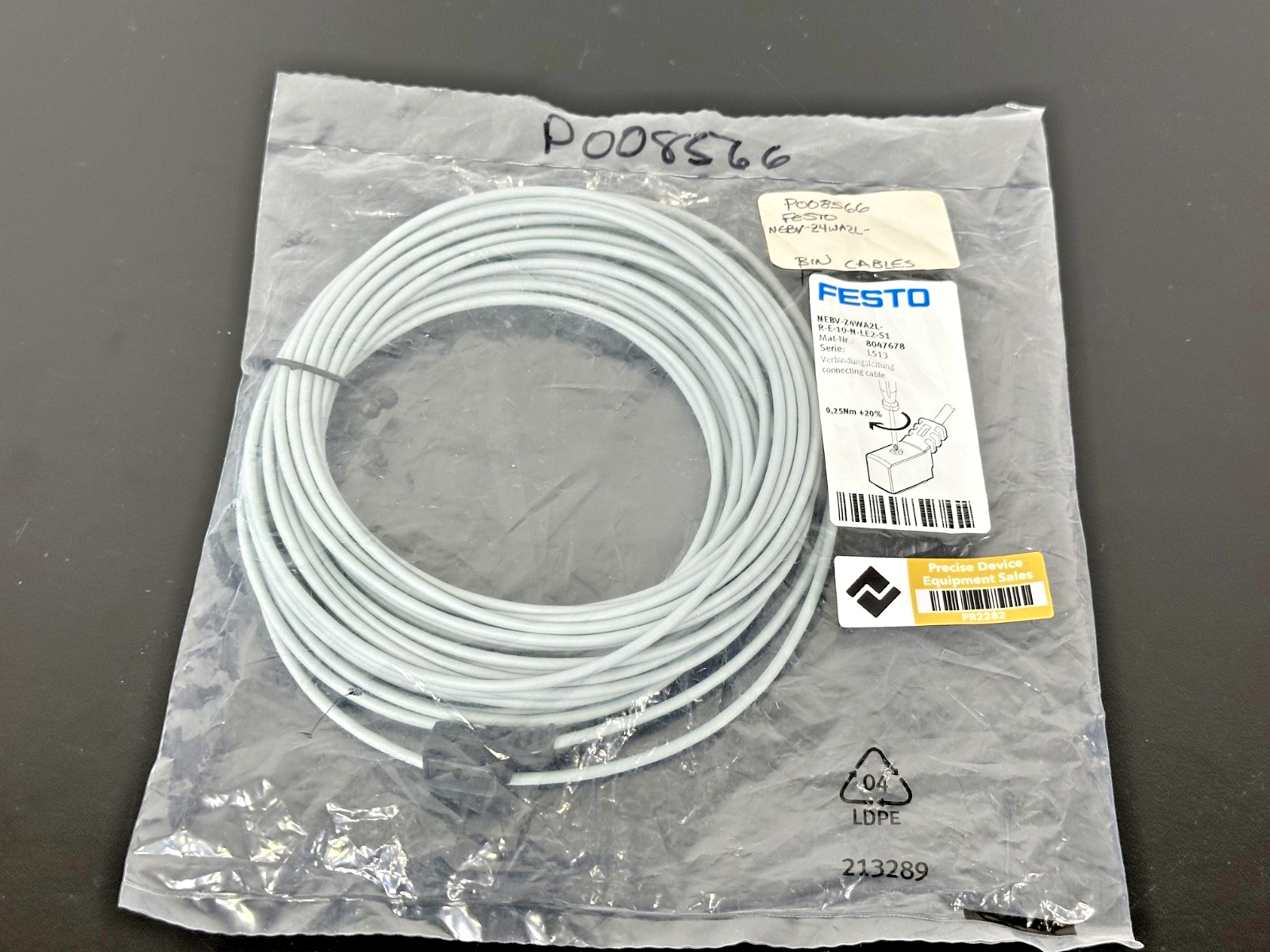 Festo NEBV Z4WA2L R E 10 N LE2 S1 Connecting Cable 10M 8047678 New0