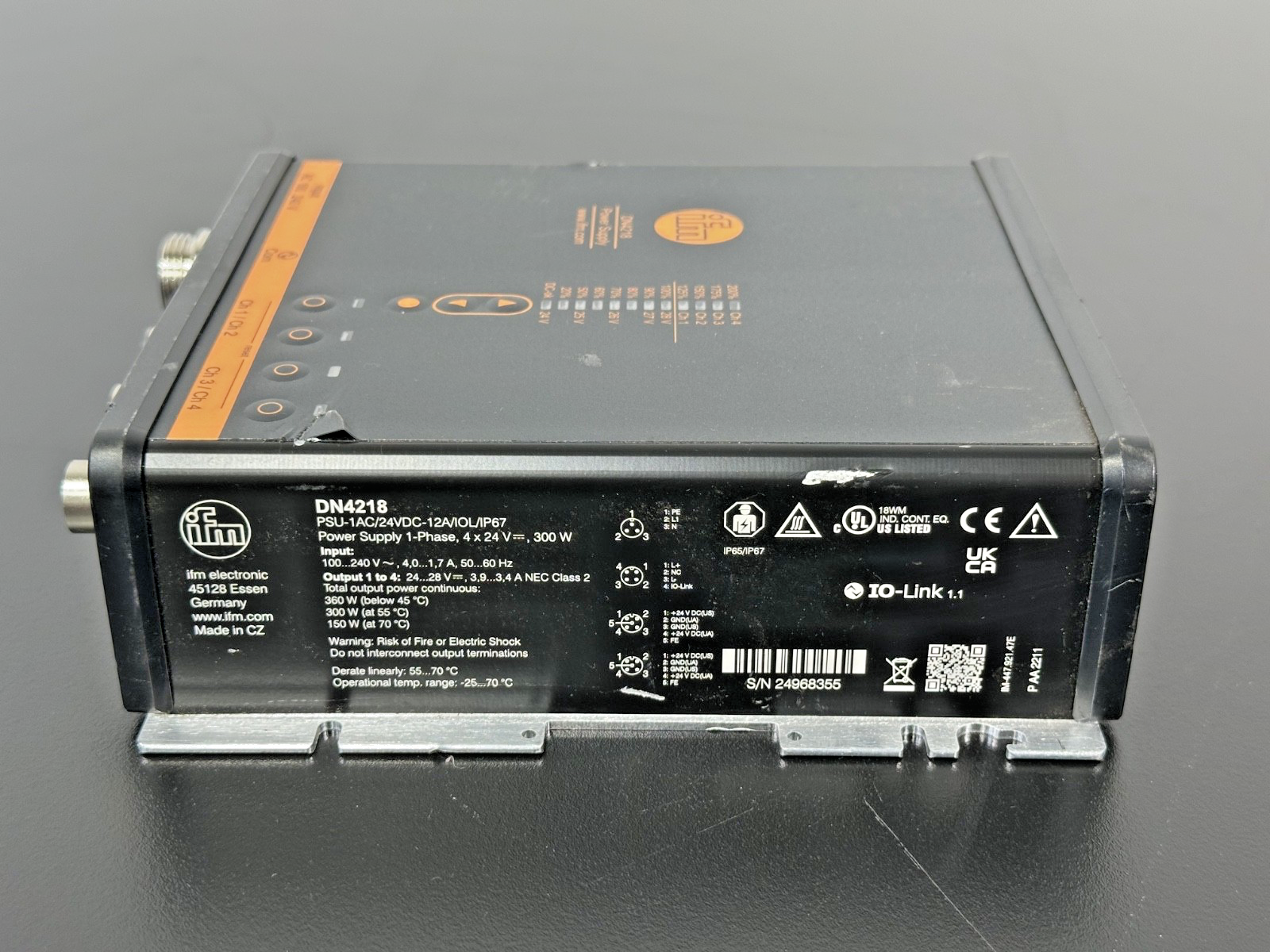 IFM DN4218 24VDC 12A 300W Industrial Power Supply IO Link IP67 Used Untested2