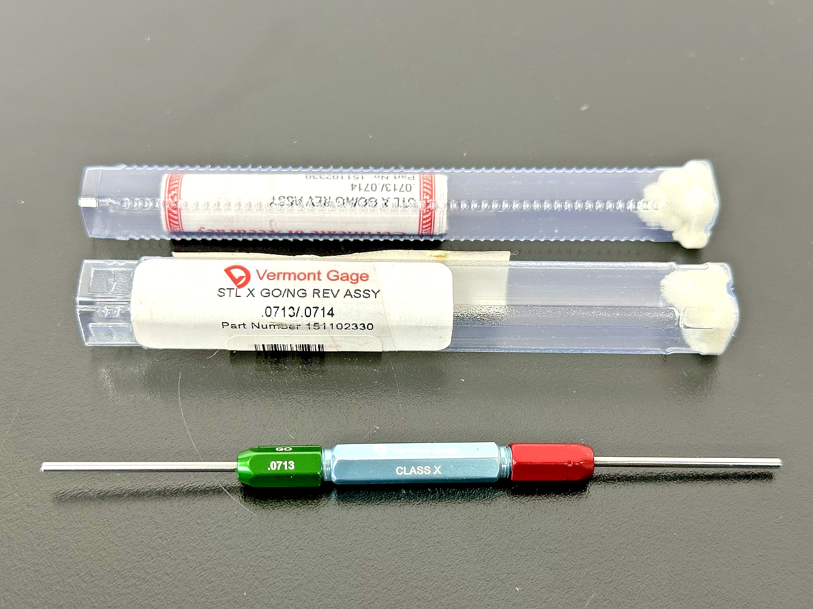 Vermont Gage 151102330 Class X GO/NO GO Pin Gage .0713/.07141