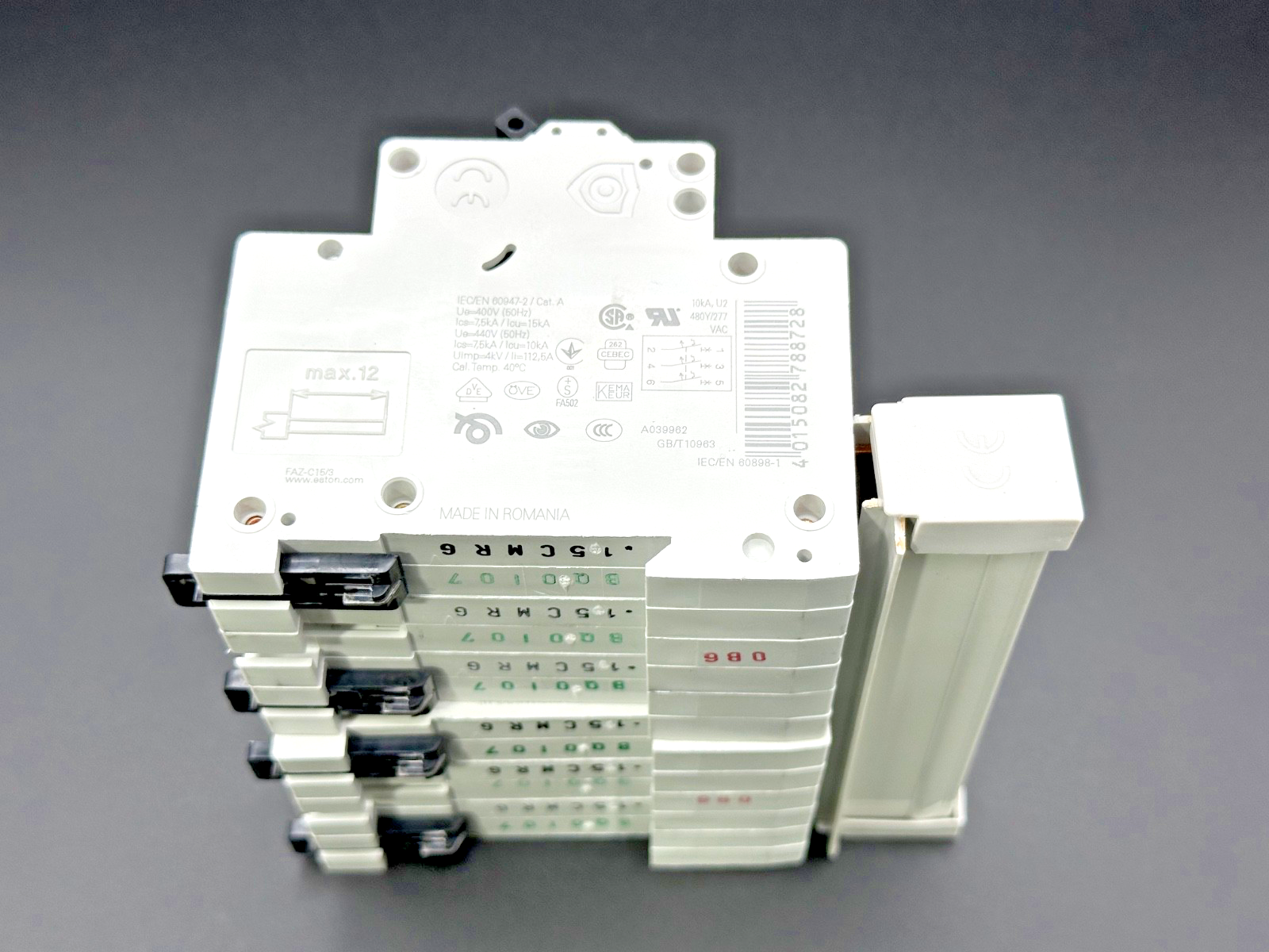 Eaton 2x FAZ C15/3 278872 15A 3 Pole Circuit Breaker Assembly2