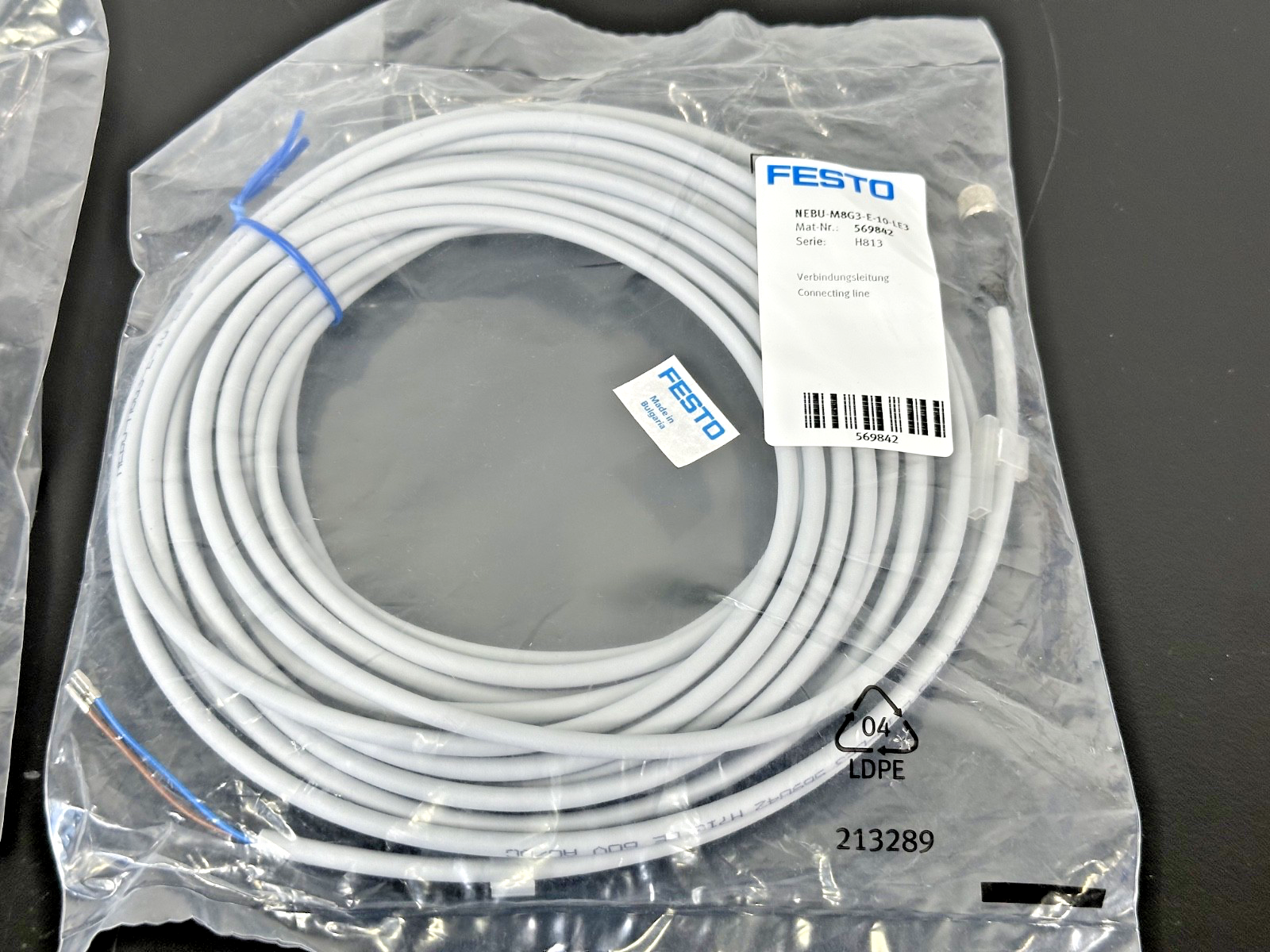 Lot of 2 Festo NEBU M8G3 E 10 LE3 569842 10M Connecting Cables New2