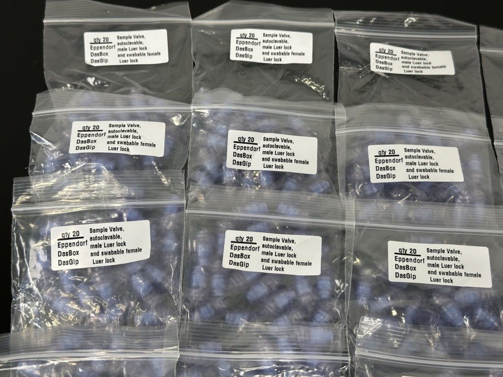 Eppendorf DasBox DasGip Sample Valve Lot of 39 Bags Qty 20 Each Luer Lock1