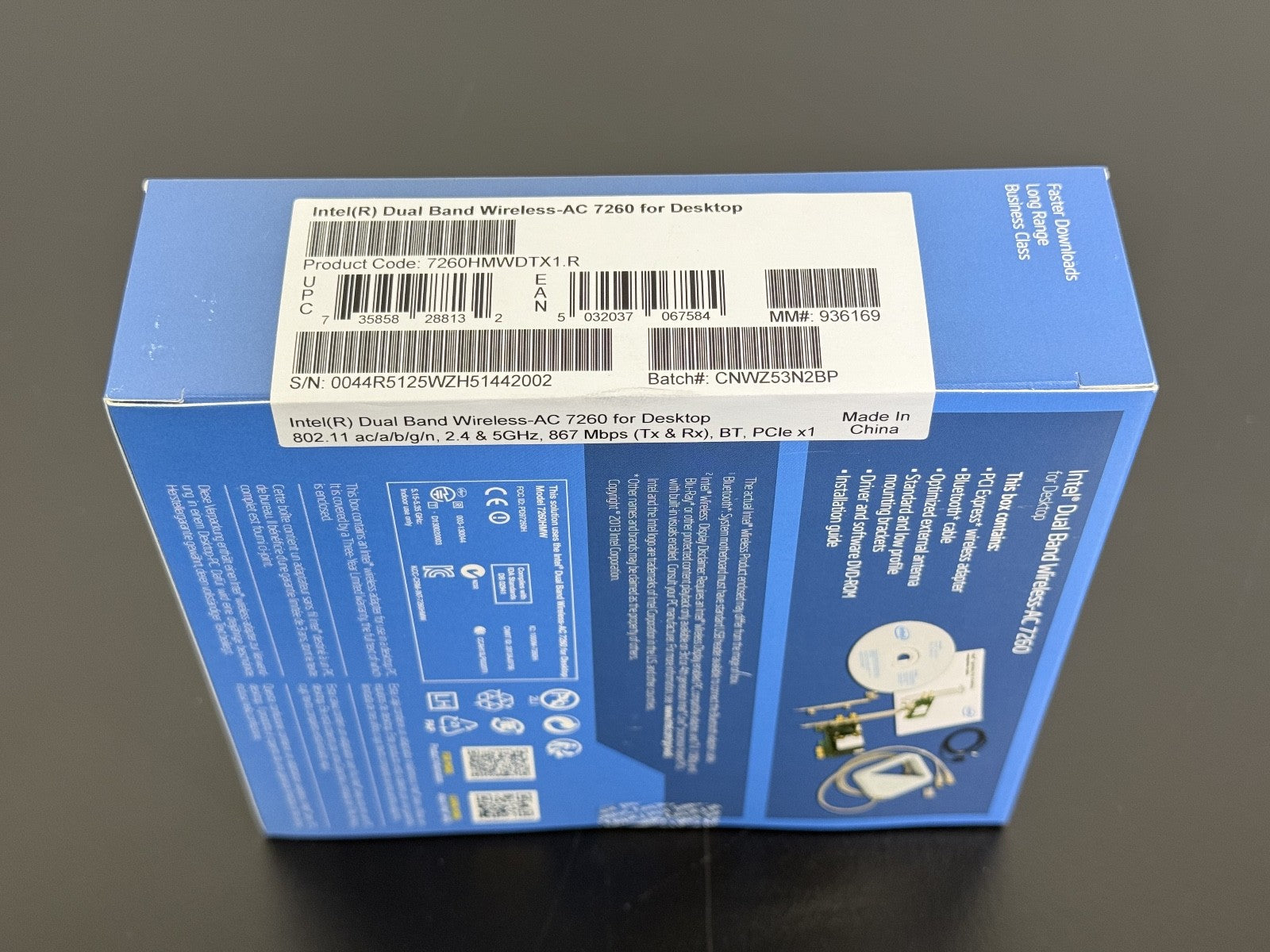 NEW Intel Dual Band Wireless AC 7260 for Desktop Network Adapter (7260HMWDTX1.R)1