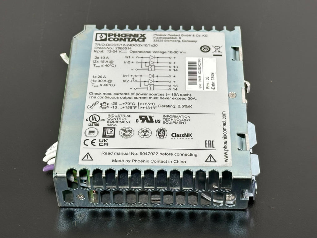 Phoenix Contact TRIO DIODE/12 24DC/2x10/1x20 Redundancy Module 28665140