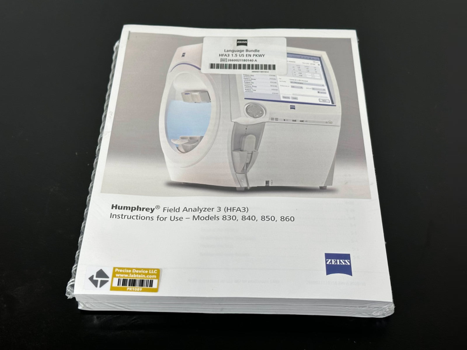 ZEISS Humphrey Field Analyzer 3 HFA3 Instructions Manual Models 830 840 850 8600