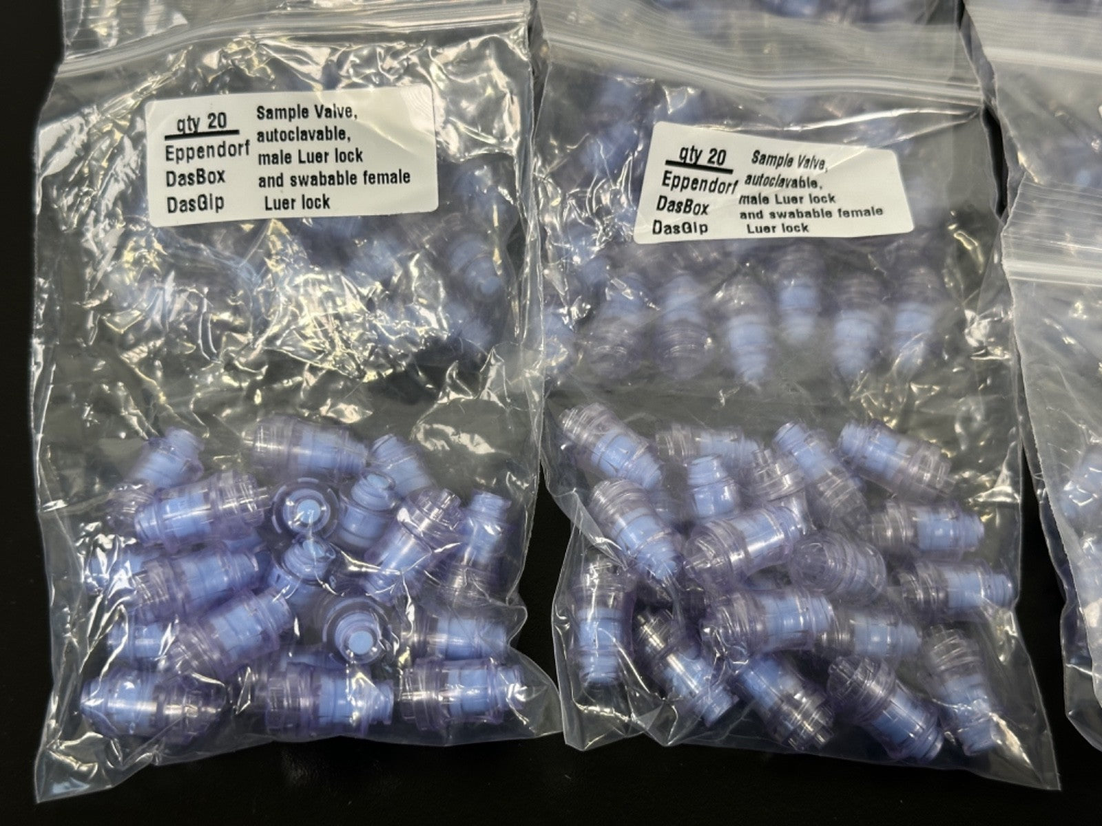 Eppendorf DasBox DasGip Sample Valve Lot of 39 Bags Qty 20 Each Luer Lock2
