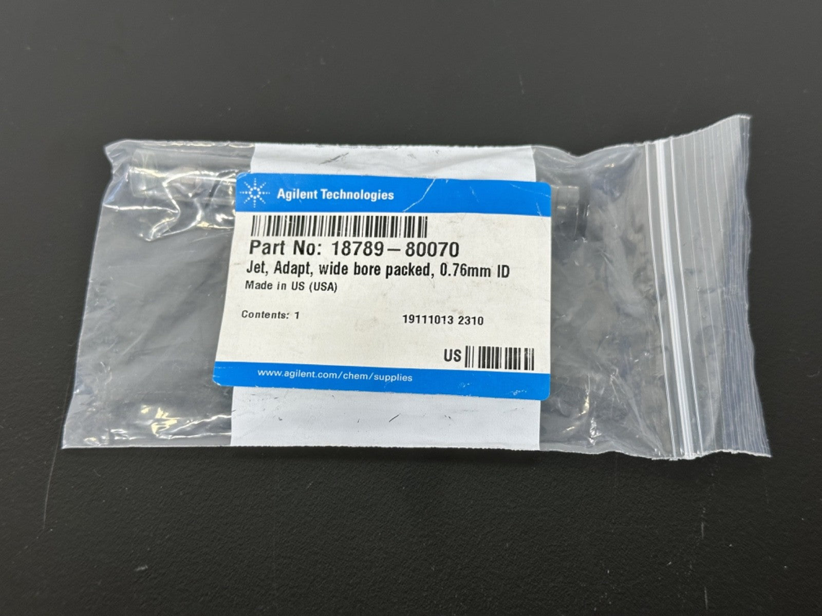 Agilent 18789 80070 Jet Adapter Wide Bore Packed 0.76mm ID New0