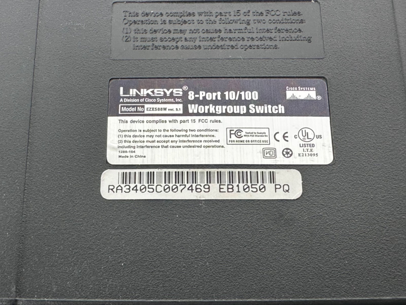 Linksys EZXS88W 8 Port 10/100 Workgroup Switch Cisco Ethernet Network Hub4