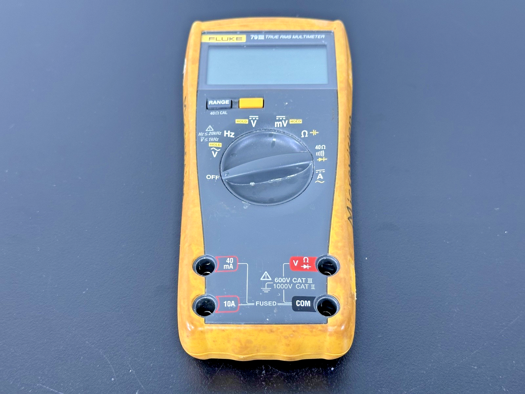 Fluke 79 III True RMS Digital Multimeter CAT III 600V w/ Yellow Holster Untested0
