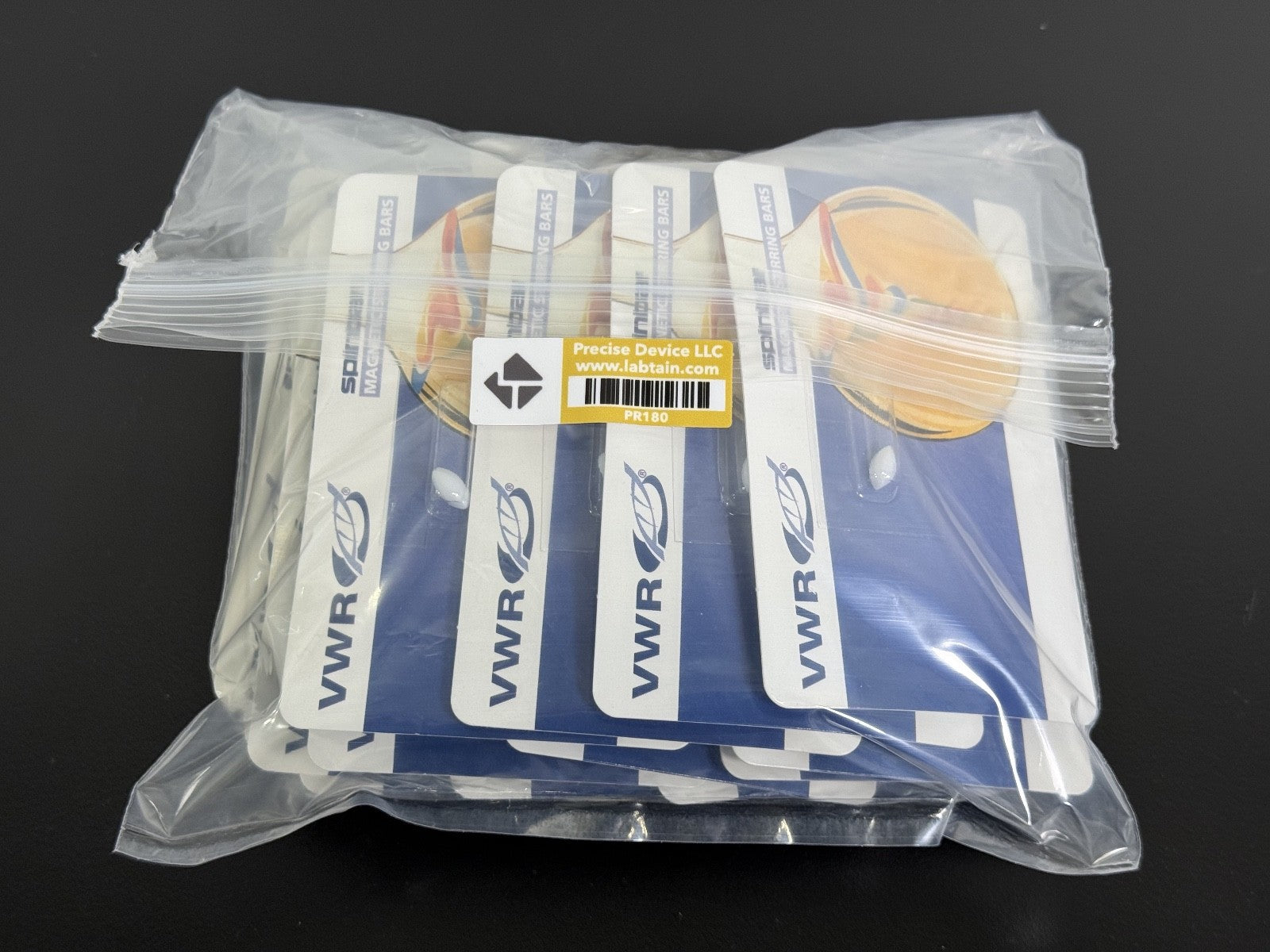 25Pk) VWR PTFE Spinbar Magnetic Stir Bar, Egg Shaped, 3/8” x 3/16”, 58949 0124