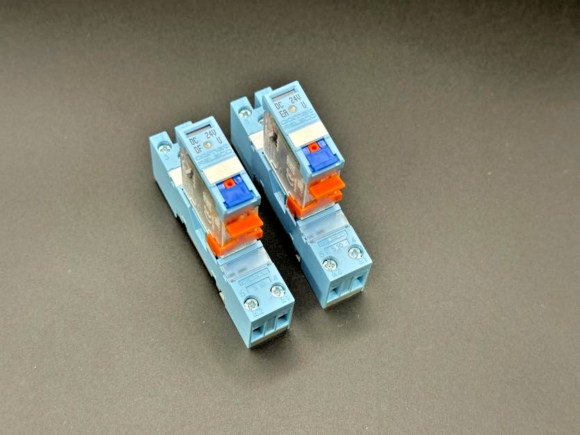 Lot of 2 Releco C10 A10X 24VDC SPDT Power Relays w/ DIN Rail Sockets0