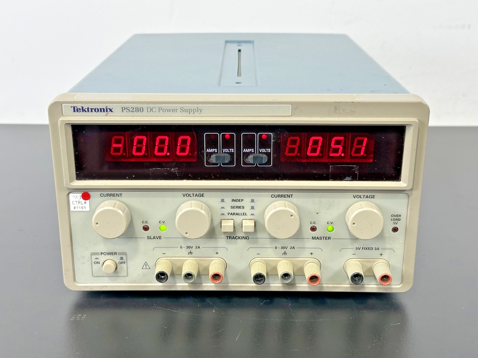 Tektronix PS280 Triple Output DC Power Supply 30V 2A 5V 3A Powers On Working0