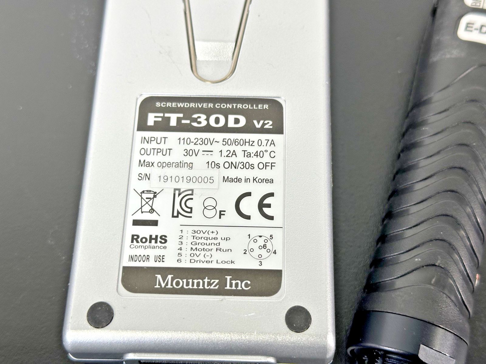 Mountz BF035E V3 Electric Screwdriver w/ FT 30D V2 Control For Parts Not Working5