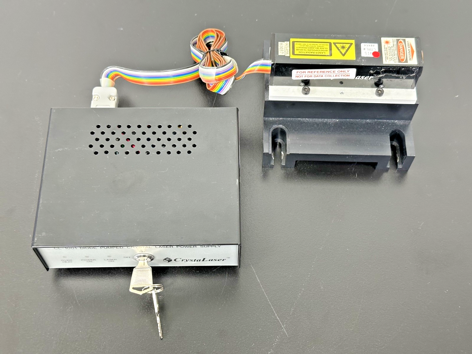 CrystaLaser GCL 050L Green Laser Head w/ CL 1001 Power Supply & Keys Working3