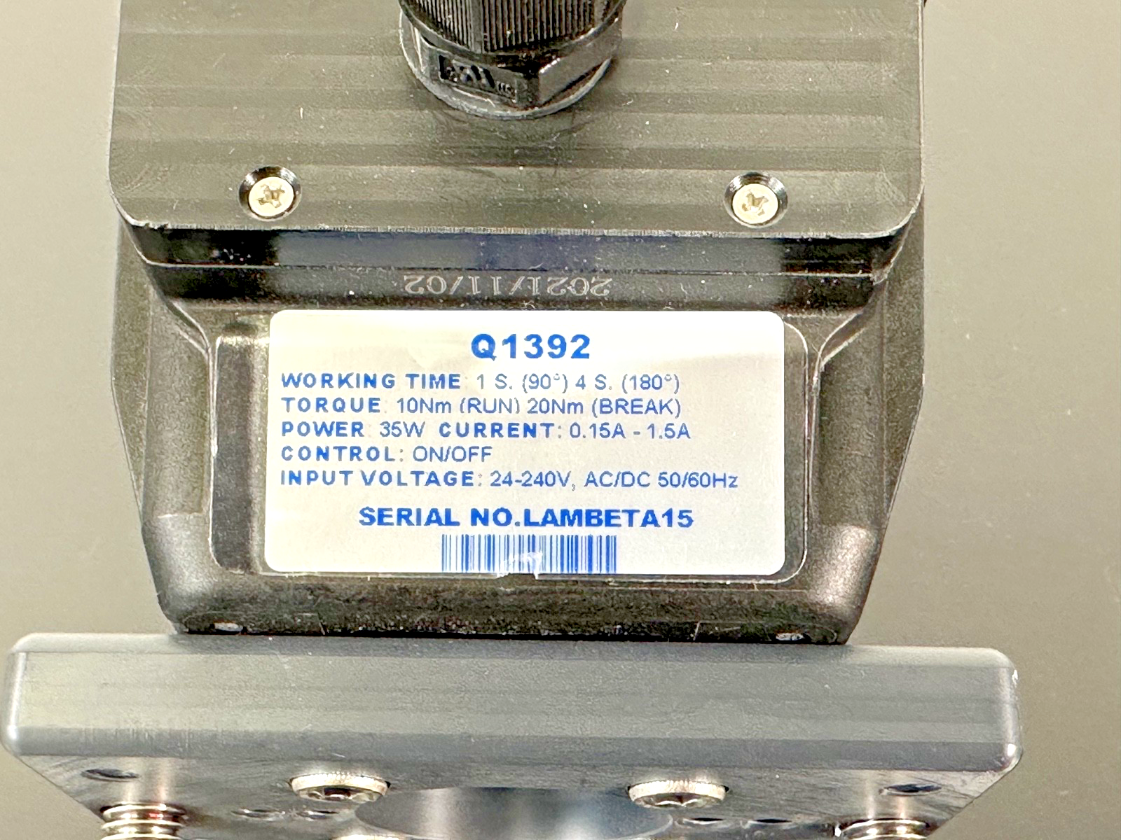 Plast O Matic Q1392 Electric Valve Actuator 24 240V AC/DC 10Nm3