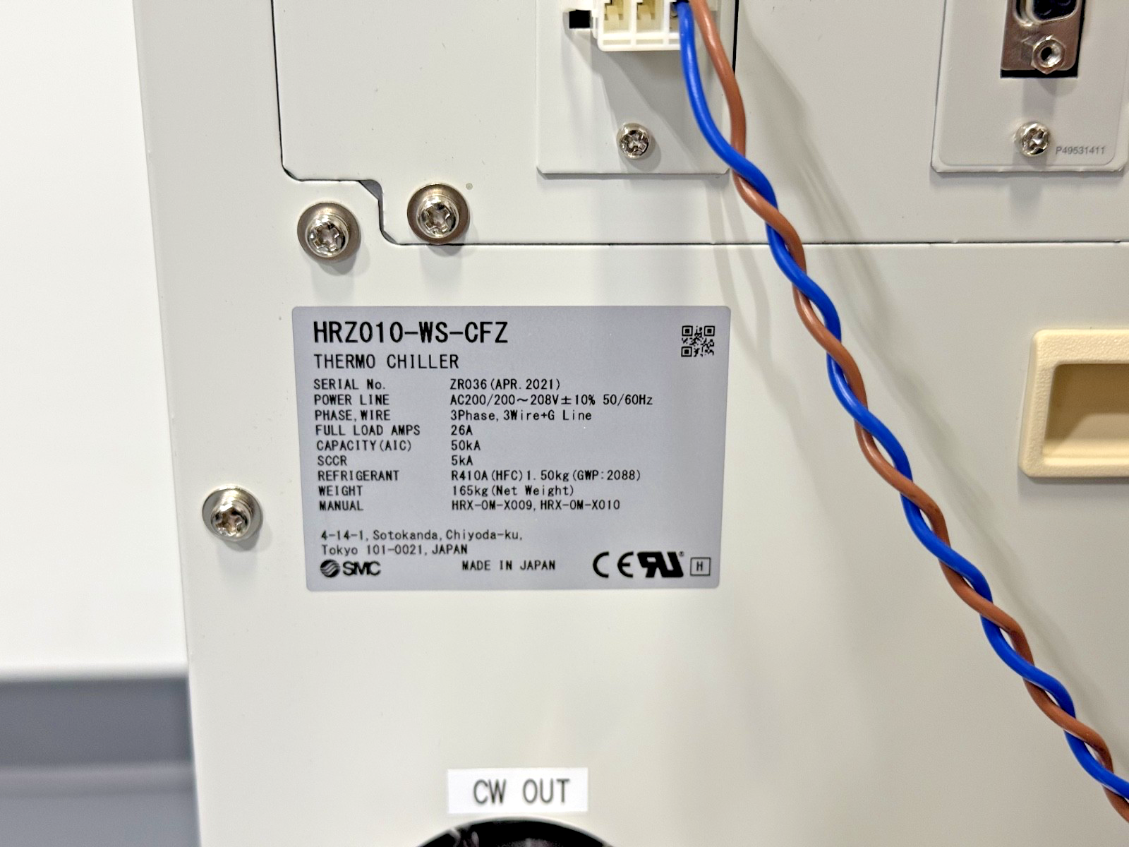 SMC HRZ010-WS-CFZ 10kW Thermo Chiller 200-208V 3PH Water Cooled 20219