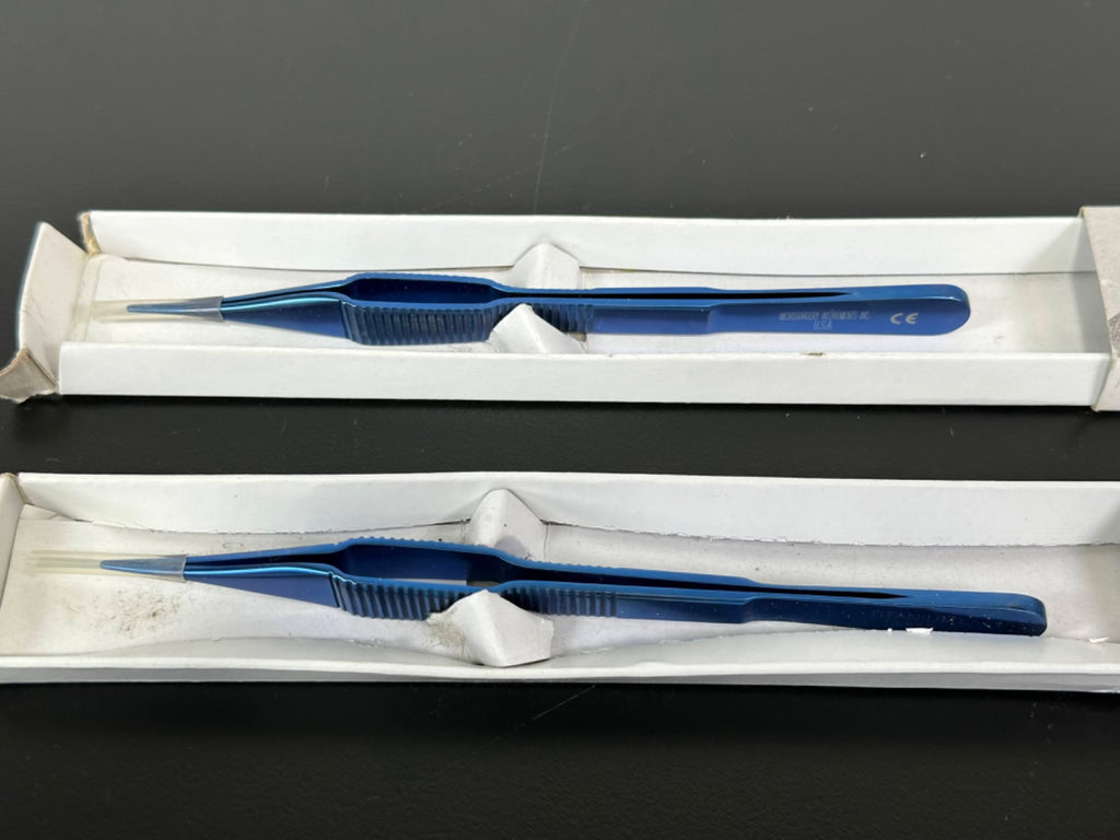 Microsurgery Instruments Inc Fine Micro Forceps Tweezers Titanium Blue Lot of 21