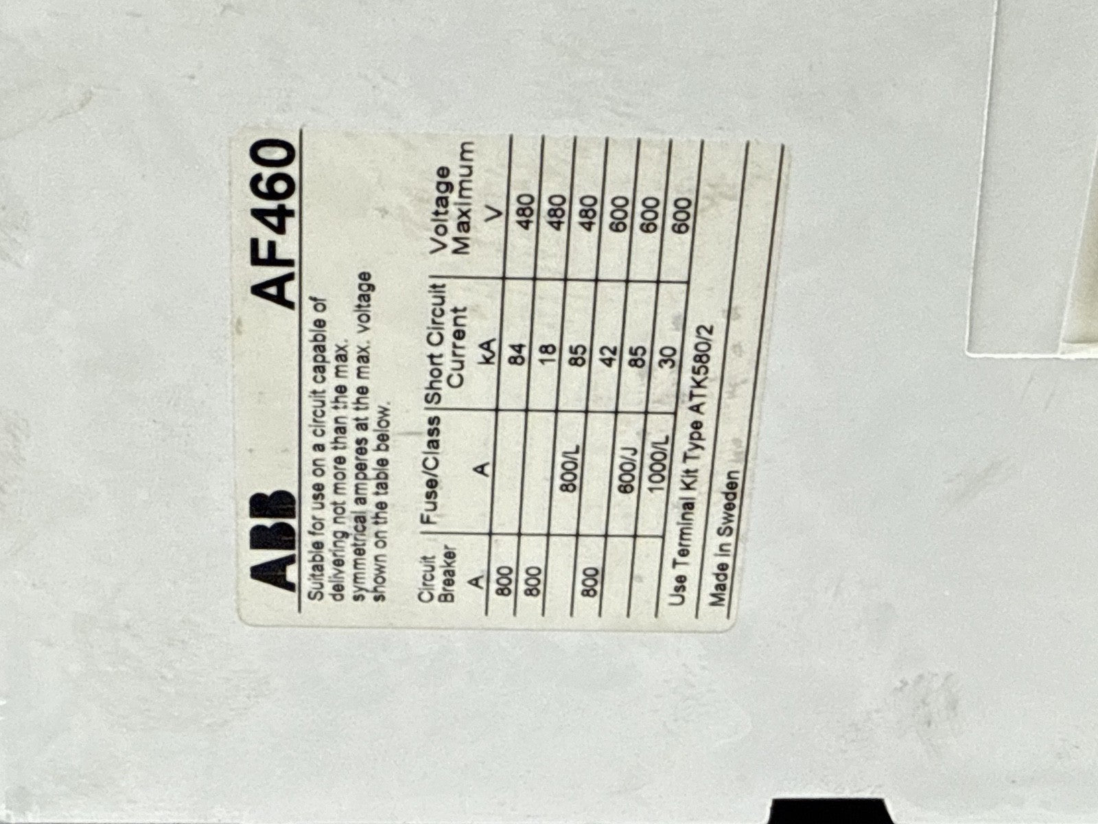 ABB 3 Pole Contactor AF460 30 1000V 650A 500HP, 100 250 Volt AC/DC Coil7
