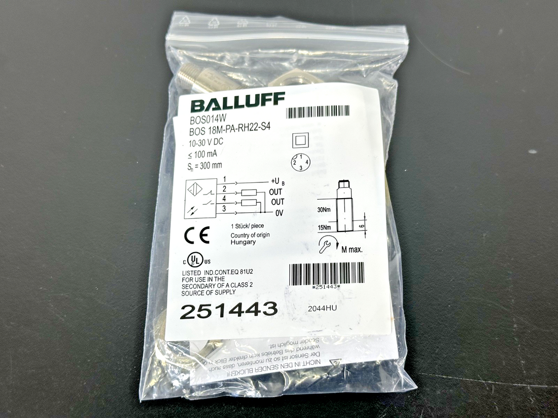 Balluff BOS 18M PA RH22 S4 BOS014W Photoelectric Sensor 251443 New0