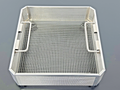 Stainless Steel Perforated Instrument Basket Tray w/ Folding Handles0