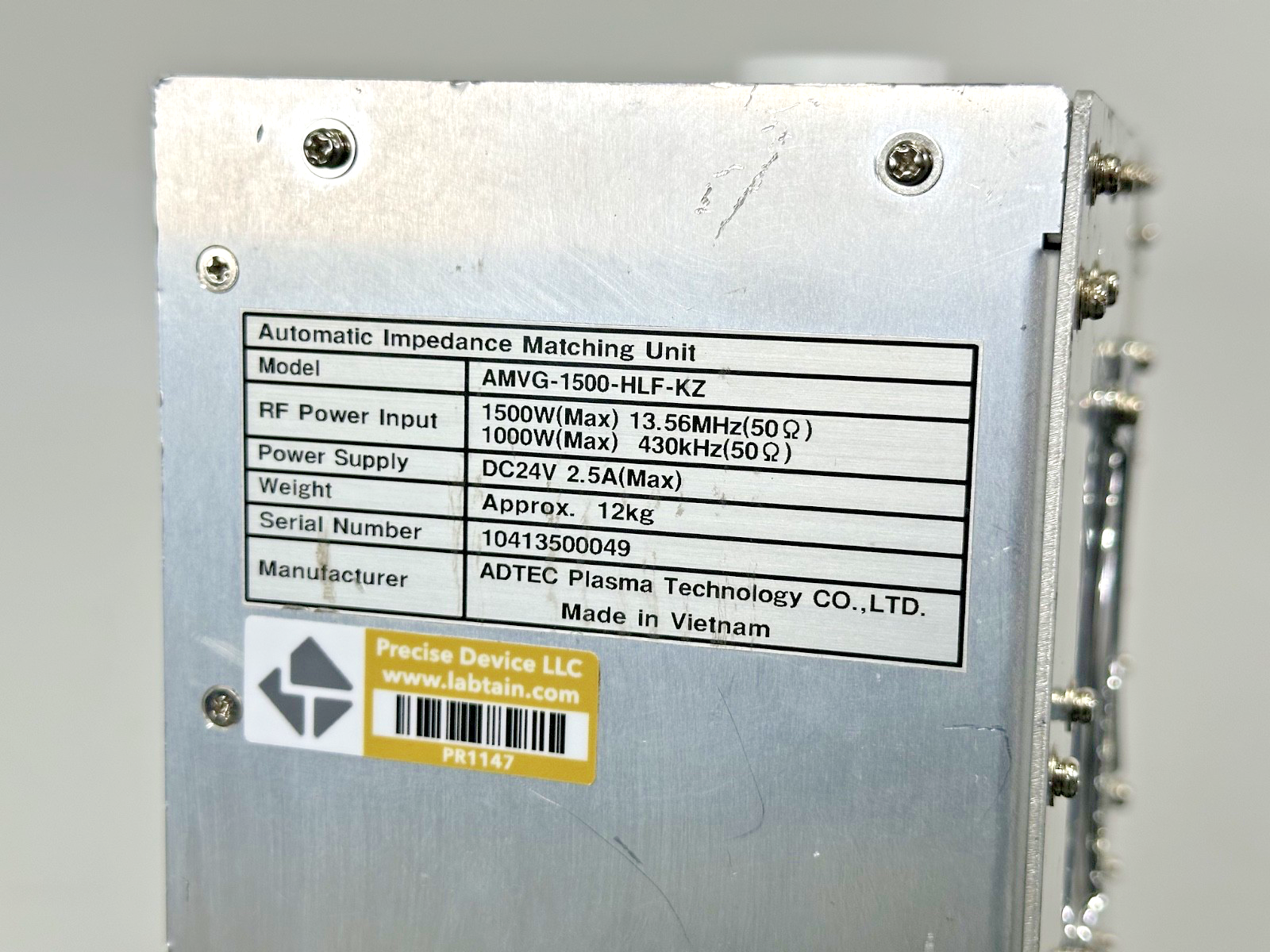 ADTEC Plasma Technology AMVG 1500 HLF KZ REV.C AUTOMATIC IMPEDANCE MATCHING4