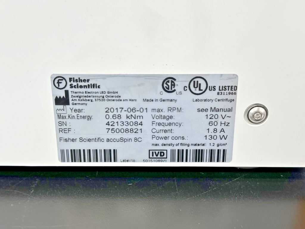Fisher Scientific accuSpin 8C Laboratory Centrifuge REF 75008821 Used Has Cracks9