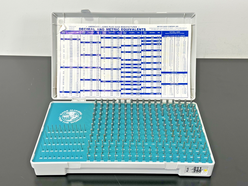 Meyer Gage C10 PLUS .011 .250 PLUS Pin Gage Set w/ Case New Open Box0