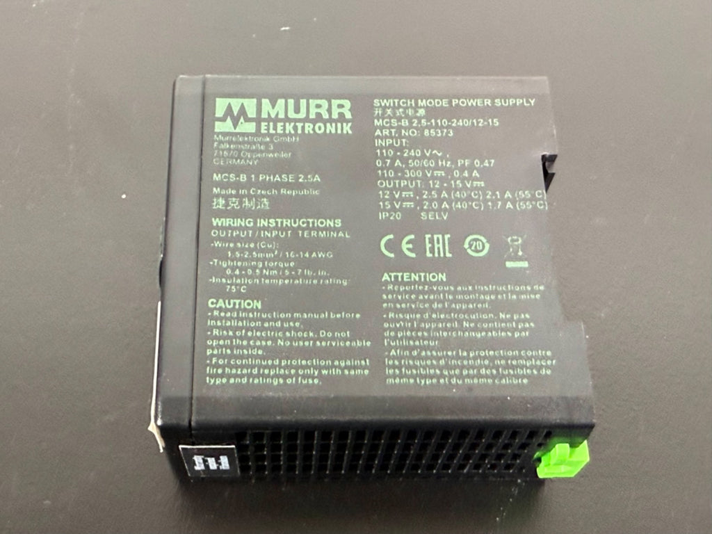 Murr Elektronik MCS B 2.5 110 240/12 15 Power Supply 85373 12 15V DIN Rail1
