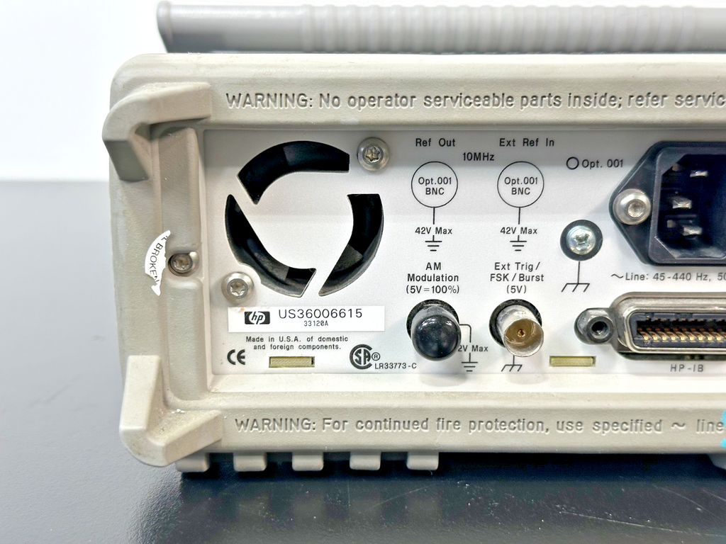 HP 33120A 15MHz Function Arbitrary Waveform Generator Opt 001 Working5