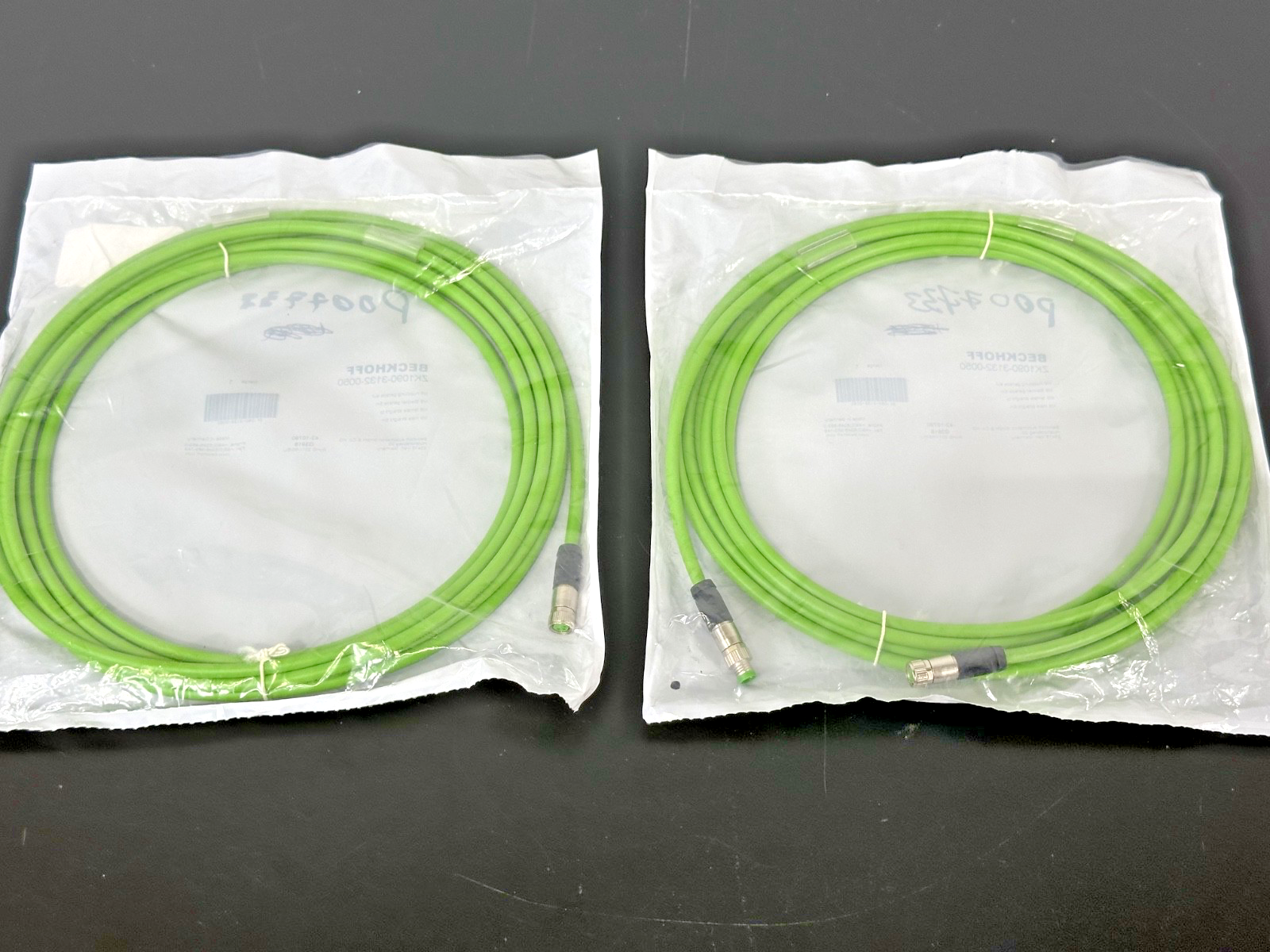 Lot of 2 Beckhoff ZK1090 3132 0050 M8 Female to M8 Male Straight 5M Cables New1