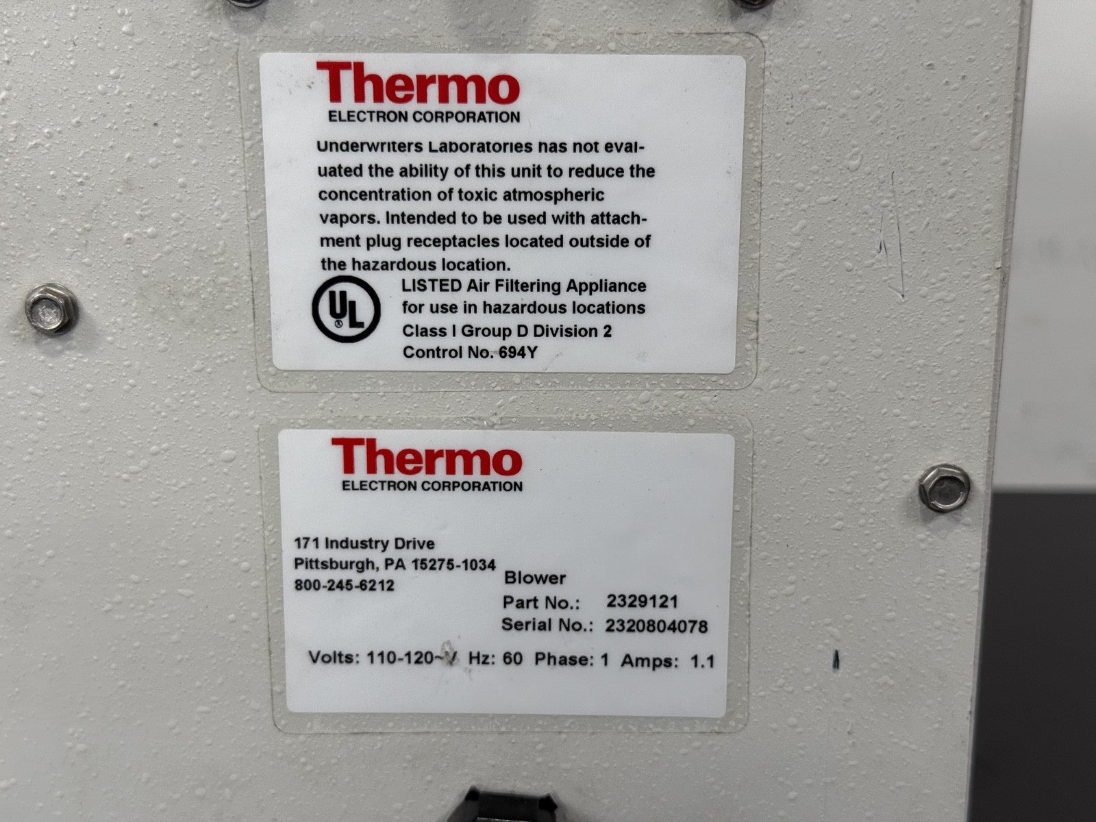 Thermo Scientific 2329121 Hyper Clean Vapor Carbon Filter Blower Workstation4