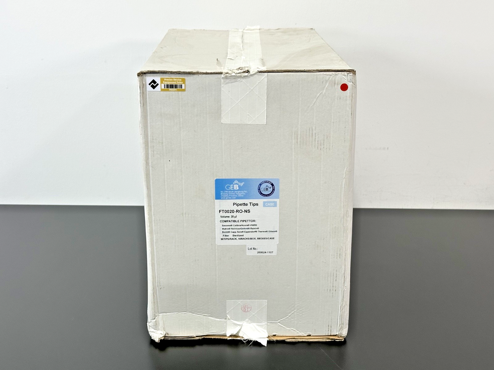 GEB FT0020 RO NS 20µL Filtered Sterile Pipette Tips 4,800/Case New Open Box0