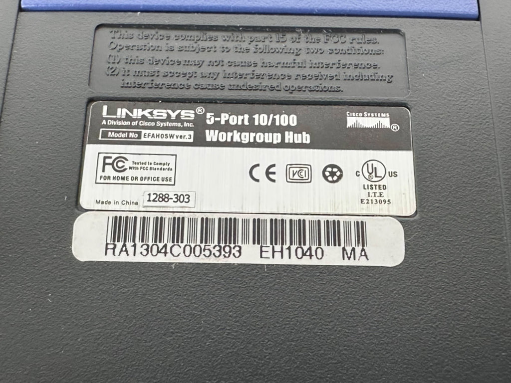 Linksys EFAH05W 5 Port 10/100 Workgroup Hub Cisco Ethernet Network Hub3