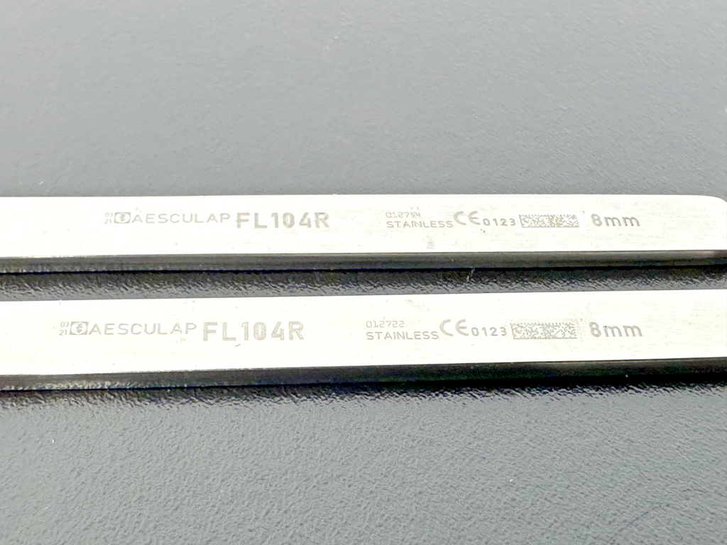 Lot of 2 Aesculap FL104R 8mm Stainless Steel Hand Instruments2